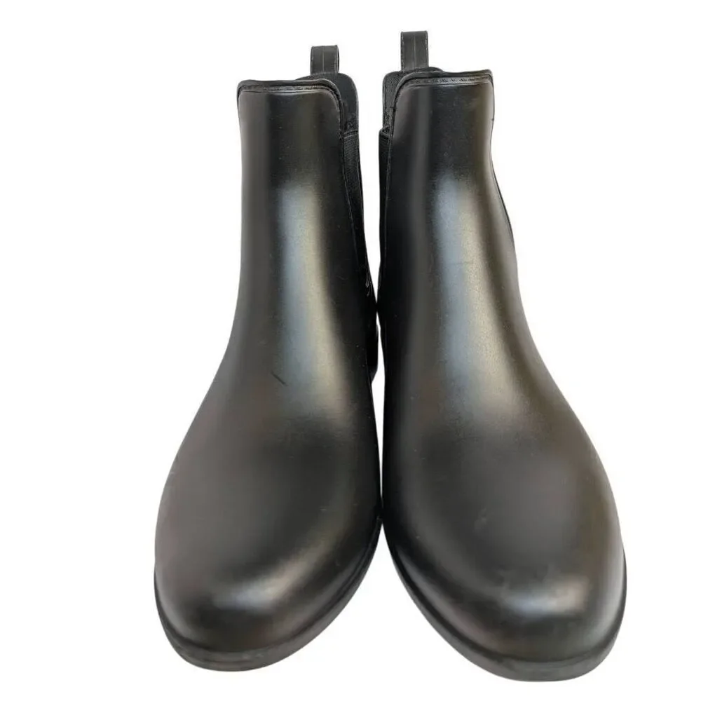 Sam Edelman Black matte tinsley ankle rainboots waterproof booties womens 8